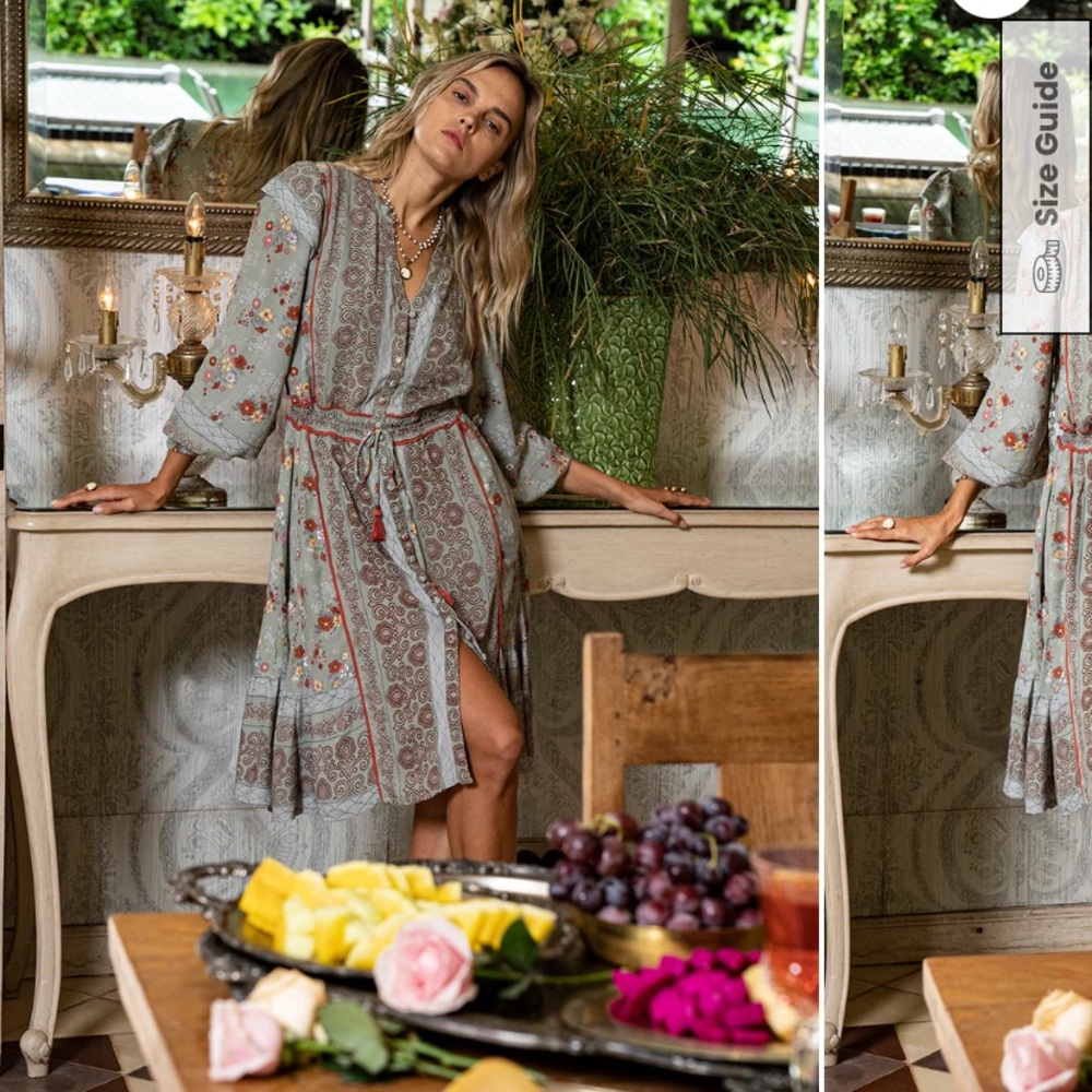 Tulle & batiste Grace Long Sleeve play Dress - sage Green XL nwt